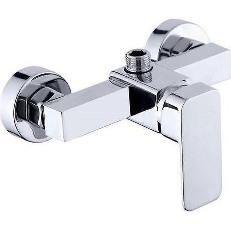 Robinet de douche mural chromé avec mitigeur eau chaude et froide, mélangeur moderne salle de bain (1/5)