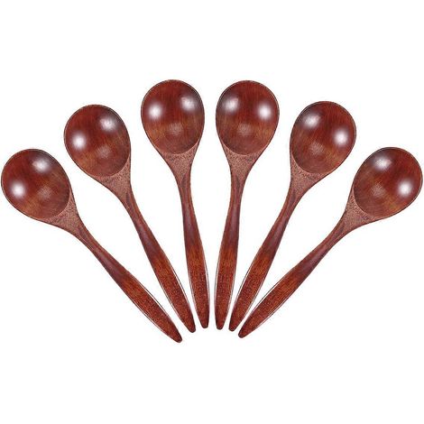 Natürliche Holzlöffel für Mahlzeiten, 6-teiliges Set, umweltfreundliches Besteck aus Massivholz, ideal für den täglichen Gebrauch, glatte und langlebige Oberfläche (1/5)