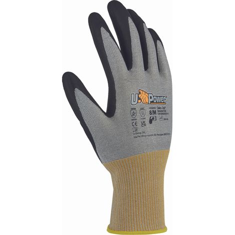 U-Power Polka Guanti Lavoro Nylon Spandex Antitaglio D Grigio 8/M 12 Pz
