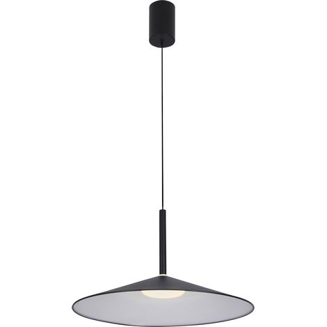 Lampada a sospensione nera cono piatto LED 9W Sardena