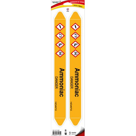 Planche de 2 marqueurs de tuyauterie 450 x 52 mm pour Ø 70 à 100 mm - Ammoniac - 4711300 (1/2)