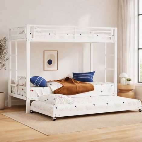 MEUBLIV Letto a castello 90x200 cm bianco con letto estraibile e sponde alte, senza materasso (1/5)