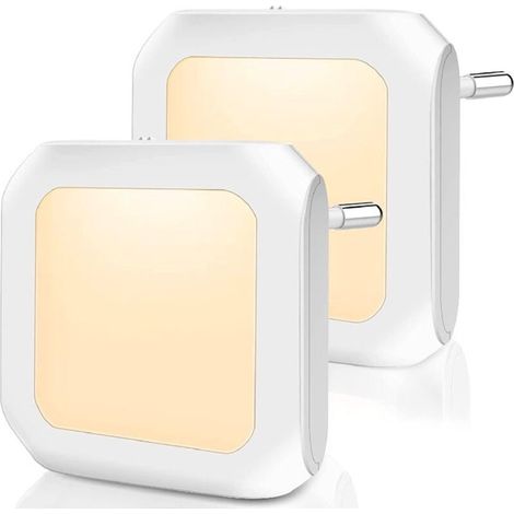Lampara Nocturna - Sensor Crepuscular Integrado - Luz Cálida 2700 K - Regulable Por Toque - Para Dormitorio Infantil Pasillo Cuarto De Baño - 2 Unidades (1/5)