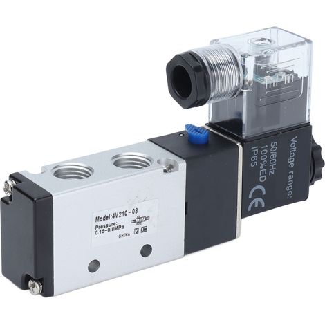 Électrovanne 4V210‑08, 2 positions, 5 voies, purge d'air comprimé pour atelier automatisé, 12 V CC (1/5)