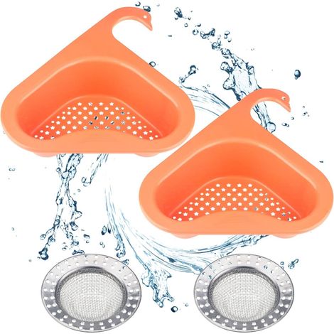 2 Pièces Évier Égouttoir Panier Crépine, 2pcs Porte Évier Triangle, Égouttoir de Rangement pour Évier de Cuisine (1/5)
