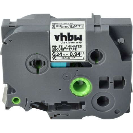 vhbw Label Tape Replacement for Brother TZE-SE5, TZ-SE5 for Label Printer 8m x 24 mm, Black on White Safety tape (1/4)