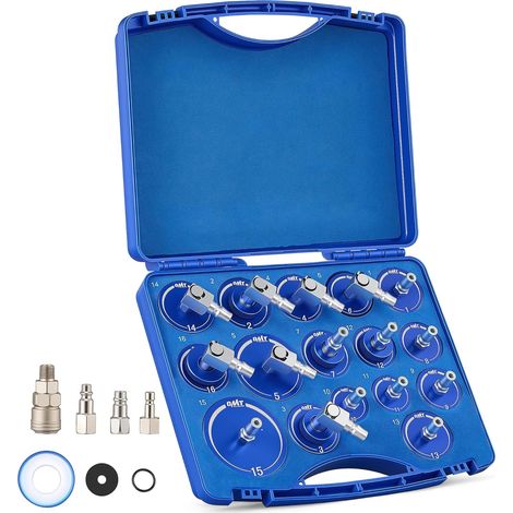 Kit de purge de frein à cylindre principal, kit de 17 adaptateurs de purge de frein, matériau en aluminium, kit de purge de pression de frein avec raccord rapide (1/5)