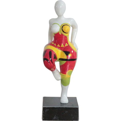 Statue femme debout jambe levée formes abstraites H33 cm - LADY MAYAS (1/3)