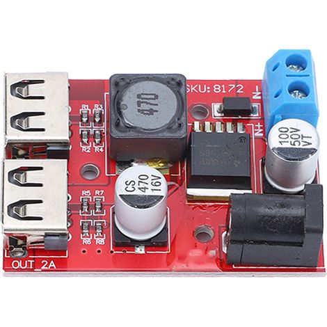 Carte de régulation de tension, contrôleur solaire, module abaisseur de tension avec 2 sorties USB, DC6V-30V vers 5V (1/5)