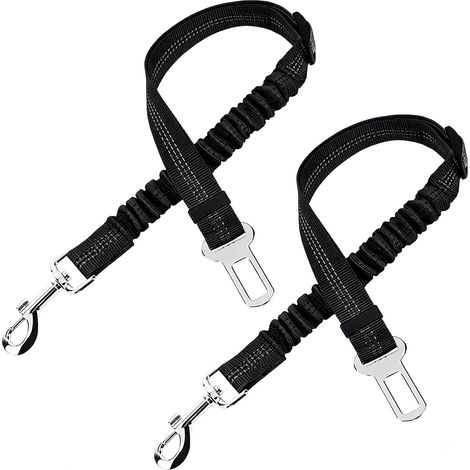 2 x Dog Car Safety Harness with Shock Absorption Carabiner Adjustable 52-82 cm for All Dogs Cats Auto (1/5)