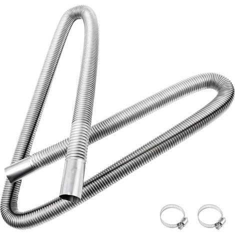 150 cm Tuyau d'Échappement Chauffage Diesel Tuyau d'Échappement de Voiture avec Colliers de Serrage en Acier Inoxydable pour Réchauffeur Générateur Chauffage Diesel (1/5)