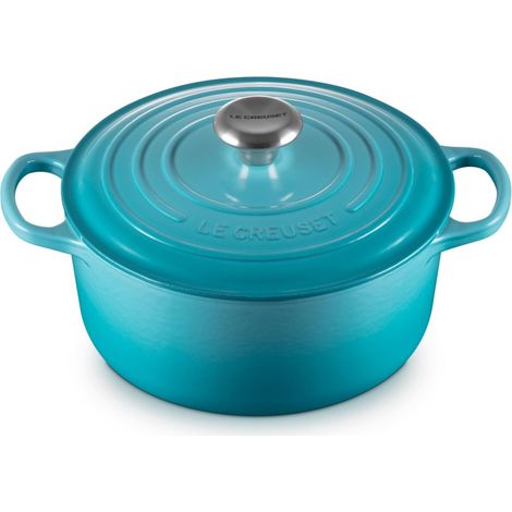 Cocotte ronde en fonte émaillée avec couvercle, 24 cm, 4,2 L, Bleu Caraïbes (1/5)