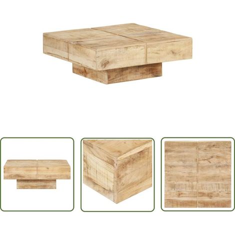 Kaelt - XVX – Table basse 80x80x28 cm en bois de manguier massif – Meuble de salon design – Finition naturelle – Idéal pour espaces modernes (1/5)