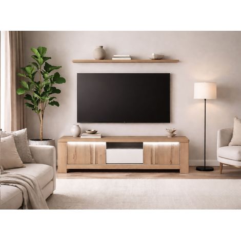 PORTA TV MOD. PALAZZO CM 170X42 H. 50 ROVERE WELLINGTON E BIANCO LUCIDO