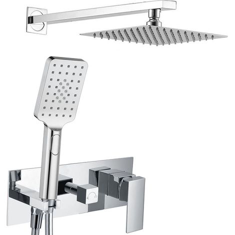 Kibath Grifo Empotrado de Ducha equipo de pared monomando QUE cuadrado acabado CROMO brillo fabricado en latón (1/5)