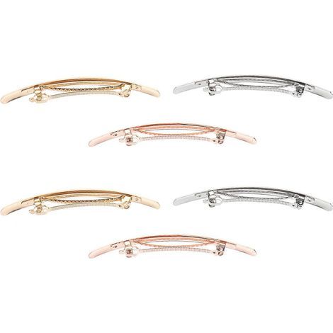 Set mit 6 dünnen, langen Haarspangen für Damen mit glatter Oberfläche, Haaraccessoires, Haarspangen, hübsche Haarclips, Haarnadeln für Mädchen und Frauen (2 gebürstete Gold +-Ass (1/4)