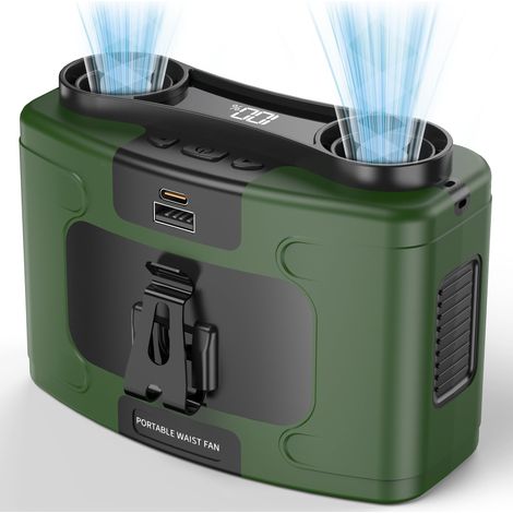 Ventilateur Ceinture Portable 20000mAh Double Moteur 40H, 10 Vitesses 16000RPM Ventilateur Sans Mains (1/5)