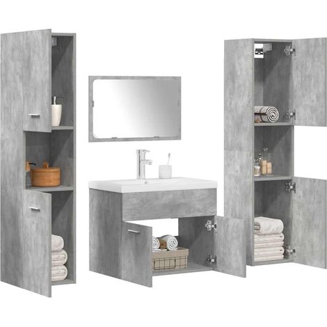 Ensemble de meubles de salle de bain 5 pcs gris béton (1/5)