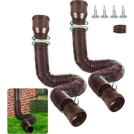 (2 Pièces) brun Rallonge Gouttière Flexible, Ensemble D'Extension Ronde Pour Descente De 80/100 mm, Kit D'Extension De Tuyau De Pluie, Extension De Descente De 47 à 150 cm (1/5)