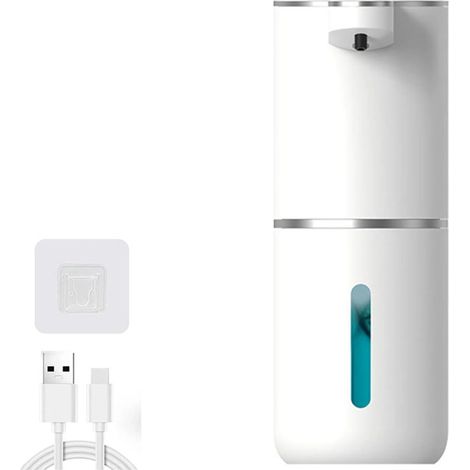 Automatischer, wandmontierter Schaumseifenspender, elektrisches Seifenspender-Set mit USB-Ladefunktion und Infrarot-Bewegungssensor, Geschikt voor kitchen and bathroom (white)