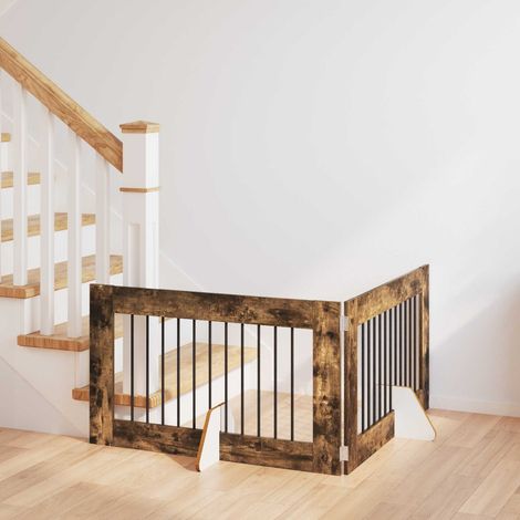 Puerta de perro con soportes 2 pcs Roble Ahumado 100 x 60 cm