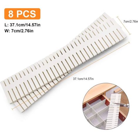 Aiperq Séparateurs de tiroirs 8 pièces, organisateur de rangement de tiroir réglable Séparateurs ménagers flexibles pour fournitures de bureau, cuisine de chambre à coucher, outils de maquillage, couv (1/4)