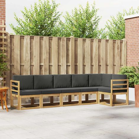 vidaXL Outdoor-Sofagarnitur 6 Stk. Weiß und Anthrazit Polyester (1/5)