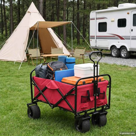 vidaXL Chariot de courses pliant 89 x 63 x 96 cm Rouge 200 kg (1/5)