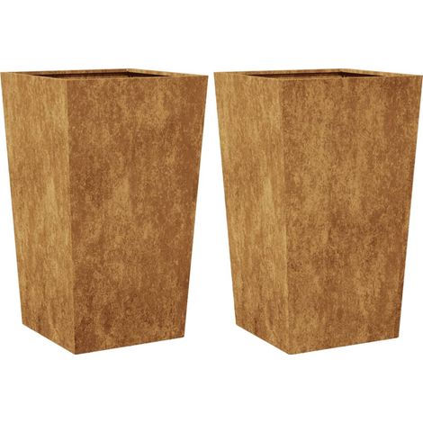 Fioriera rialzata per aiuole fioriere giardino terrazze set da 2 45 x 45 x 75 cm acciaio corten Marrone 020038981