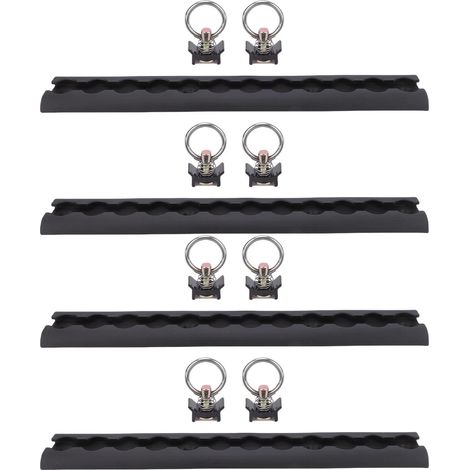 Raccord fileté pour Rail en L, Système d'arrimage en Aluminium anodisé avec 4 Rails de 30,5 Cm et 8 Raccords Toriques, Support sécurisé pour Motos, VTT, Camionnettes, Camionnettes (Black) (1/5)
