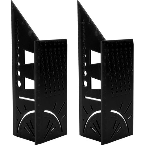 Équerre 3D à 2 pièces, outil de traçage de menuiserie, mesure d'angle biseauté, noir, léger, règle de marquage professionnelle (1/5)