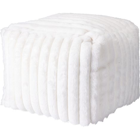 Pouf rembourré en fausse fourrure, 38 x 38 x 28 cm (1/3)
