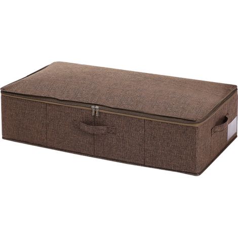 Boîte De Rangement Sous Lit En Coton Et Chanvre Imperméable Avec Fermeture Éclair Pour Vêtements Et Couettes - 1 Pièce (1/4)