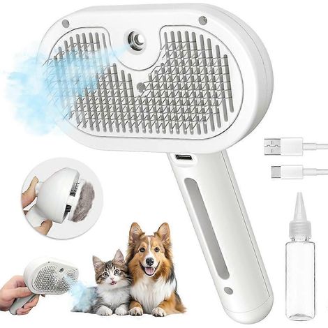 Filiyano-Brosse vapeur 3 en 1 Noonedibs pour chiens et chats, ABS/acier inoxydable, chargement USB Type-C, fonction d'épilation, effet massage (1/5)