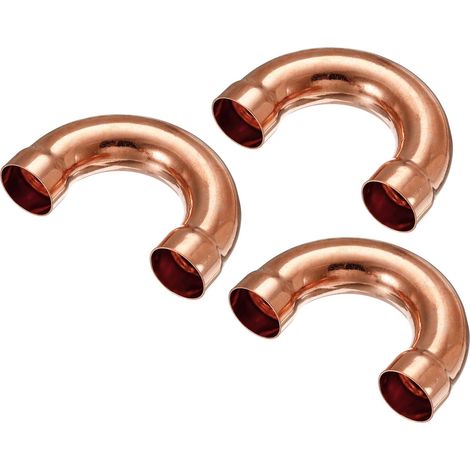 Forme Coude 180 Degré Cuivre Tuyau Raccord Sueur Soudure Connexion 22mm ou 7/8" ID pour Plomberie, HVAC, Réfrigération Système, Paquet de 3 (1/4)
