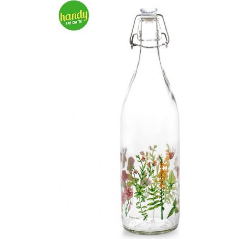 Bottiglia H&H Bloom in Vetro Decorato 1 Litro