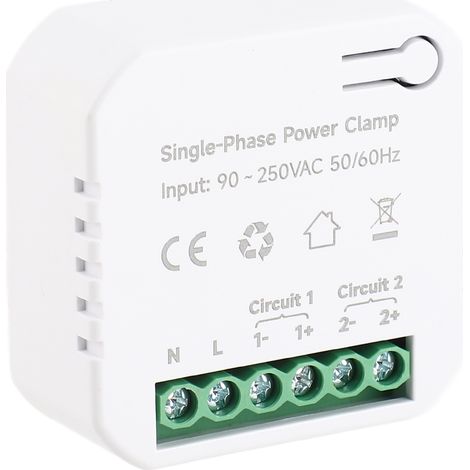Compteur d'énergie connecté Tuya 80A monophasé avec 2 pinces CT, suivi conso kWh via application mobile, mesure électrique 90-250VAC 50/60Hz (1/5)