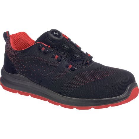 Portwest Compositelite Drahtschnürsicherheitsschuhe Knit S1p - 41 - Schwarz/Rot - Portwest