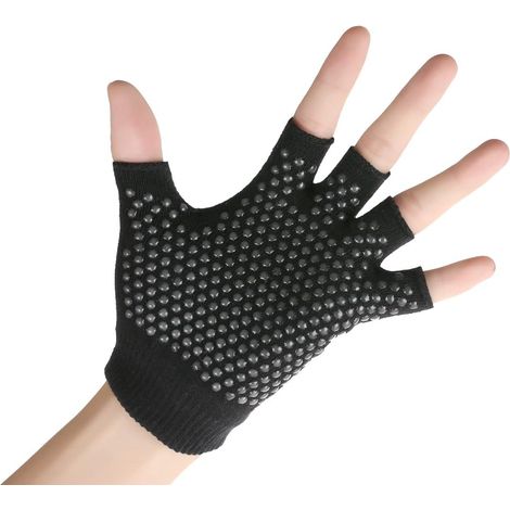 Gants Yoga - Sans Doigts - Semelles Antidérapantes En Caoutchouc - Pour Yoga Pilates Barre Danse - 2 Paires (1/5)