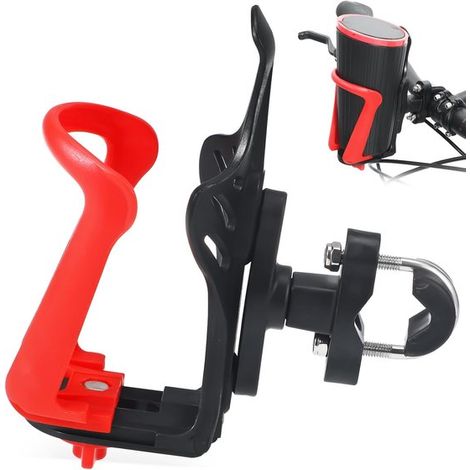 Portavasos universal motocicleta ajustable PU 2,17 2,95 pulgadas base giratoria 360°, Resistente impermeable, manillares 0,59 1,3 pulgadas, Rojo (1/4)