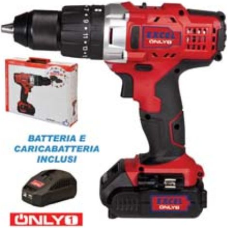 Trapano a batteria litio 18v 2ah con percussione trb05 only1 Excel