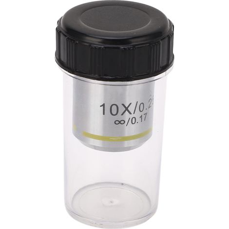 Achromatisches Objektiv für das biologische Mikroskop 195, aus optischem Glas, Gewinde RMS 20,2 mm, Vergrößerung 10x bis unendlich. (1/5)