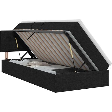 Maison Exclusive - Letto con contenitore e materasso Nero 90 x 200 cm Velluto (1/5)