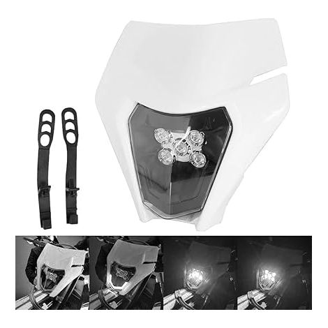 Plaque Phare Avant Universel Moto,Plaque Phare Feux Avant pour Plupart des Motos SX SXF EXC EXCF Motocross Enduro Supermoto-Blanc (1/5)