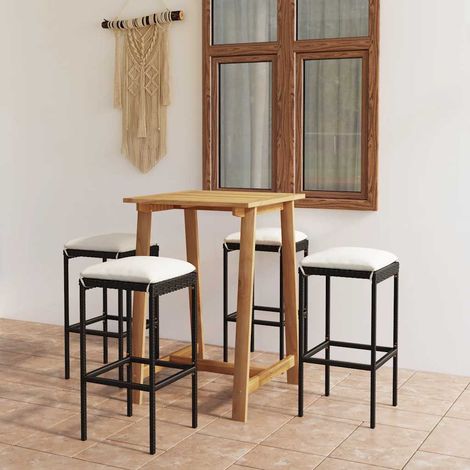 Ensemble de bar de jardin avec coussins 5 pcs-Bar d'extérieur Noir 175116 (1/5)