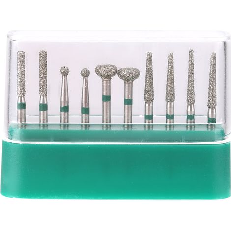 10pcs Dentistry Stainless Steel 1.6mm Round Handle Dental Diamond Burs Drills Kit (1/5)