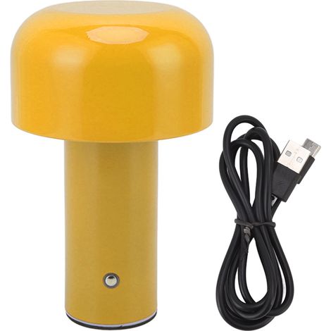 Ortviai Lampe de Bureau Design Champignon avec Recharge USB, 3 Températures de Couleur et Gradation Continue, Or Jaune (1/5)