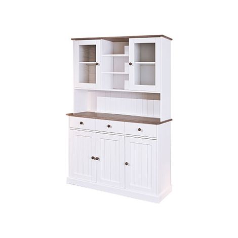 Buffet blanc en bois 131x45x181 cm – Meuble de rangement moderne pour salon – Design épuré et fonctionnel – Inter Link (1/10)