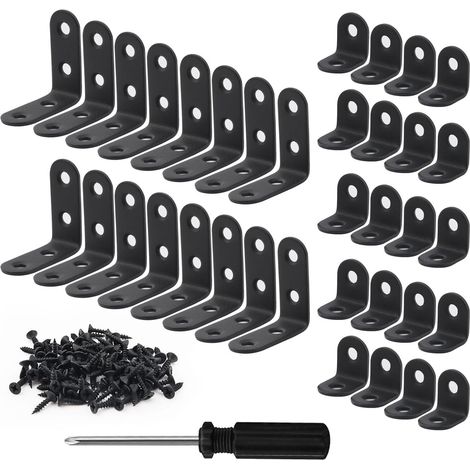 36 Pièces Equerre de Fixation,Equerre Metal 20X20mm et 40X40mm,Petite Équerre Noir,Équerre Support Acier Inoxydable en Forme de L,Équerre Angle 90 Degrés,pour la Réparation et la Fixation de Meubles (1/5)
