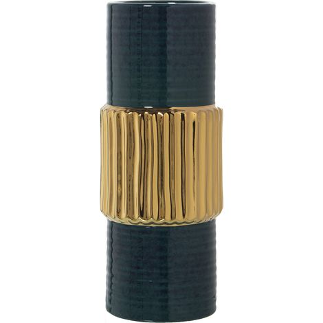 Vase en céramique vert foncé/doré °13x33 cm (1/5)